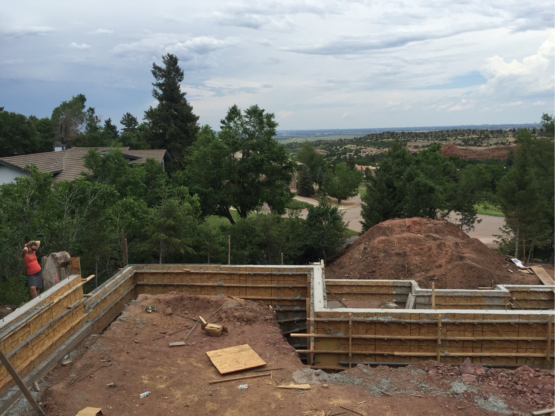 Formed foundation walls with the valley and treeline beyond